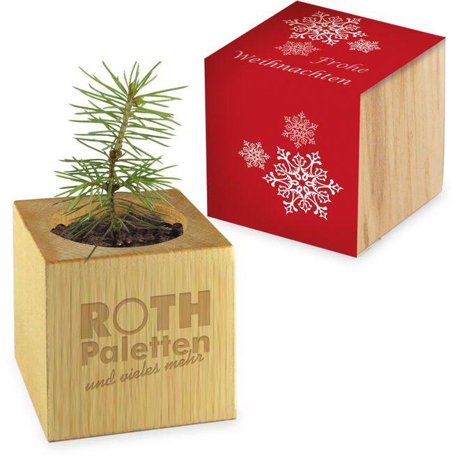 Produktabbildung Pflanz-Holz - Standardmotiv - Frohe Weihnachten - 1 Seite gelasert Pflanz-Holz - Standardmotiv - Frohe Weihnachten - 1 Seite gelasert
