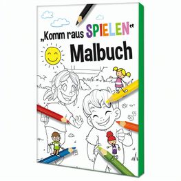 Malbuch / Mal-Set A6 - Komm-raus-spielen - Malset mit 2-c Logoeindruck