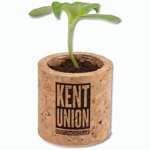 Pflanz-Kork rund mit Samen - Glücksklee-Zwiebel, Lasergravur (* Je nach Verfügbarkeit der Glücksklee-Zwiebeln) (Bild 1)