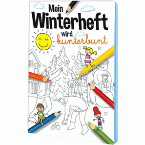 Malbuch / Mal-Set A6 - Winter - Malset mit 2-c Logoeindruck