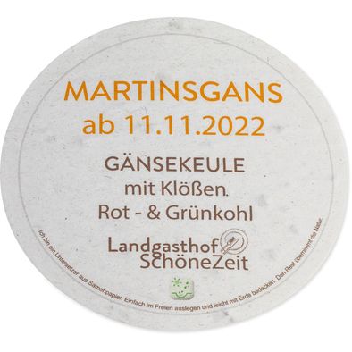 Samenpapier Bierdeckel - rund, Druck 4/4-C