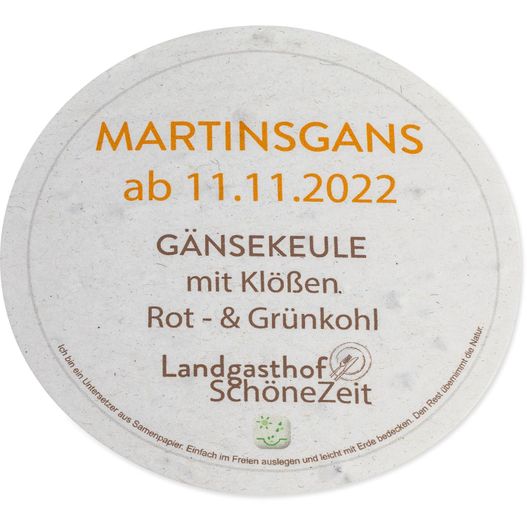 Samenpapier Bierdeckel - rund, Druck 4/4-C (Bild 1)