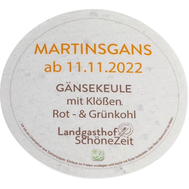 Samenpapier Bierdeckel - rund, Druck 4/4-C