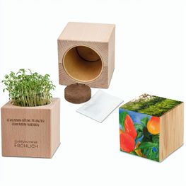 Pflanz-Holz Grande mit Samen - Gewürzpaprika, 1 Seite gelasert