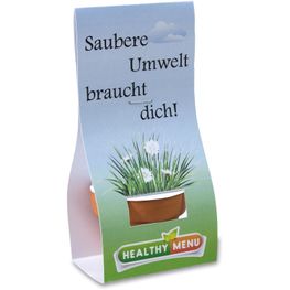 Logo-Töpfchen Überreichverpackung mit Samen - Persischer Klee