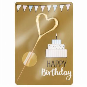 Wondercandle Mini mit Wondercard  - Herz, gold