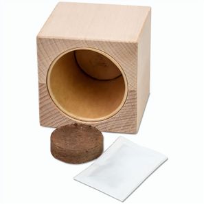 Pflanz-Holz Grande mit Samen - Glücksklee-Zwiebel, 1 Seite gelasert (* Je nach Verfügbarkeit der Glücksklee-Zwiebeln)