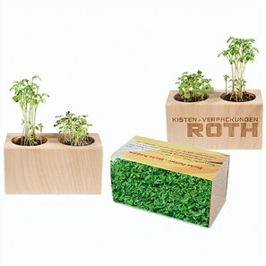 Pflanz-Holz 2er Set mit Samen - Gartenkresse