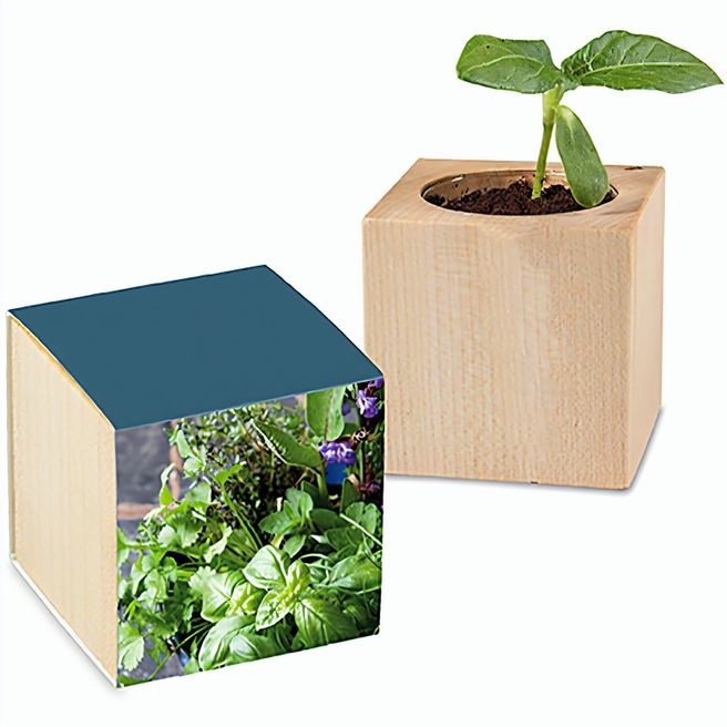 Produktabbildung Pflanz-Holz mit Samen - Kräutermischung, 1 Seite gelasert Pflanz-Holz mit Samen - Kräutermischung, 1 Seite gelasert