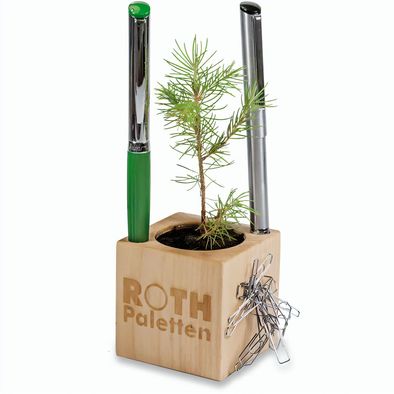 Pflanz-Holz Büro Xmas mit Fichtensamen - Fichte, 2 Seiten gelasert