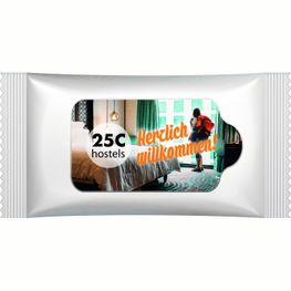 Produktabbildung Mini-Feuchttücher inkl. 4c Etikett Flow-Pack mit 10 Feuchttüchern Mini-Feuchttücher inkl. 4c Etikett Flow-Pack mit 10 Feuchttüchern