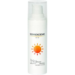 Produktabbildung Sonnenschutzcreme LSF 50 im 30 ml Airless Spender - 4c Etikett Sonnenschutzcreme LSF 50 im 30 ml Airless Spender - 4c Etikett