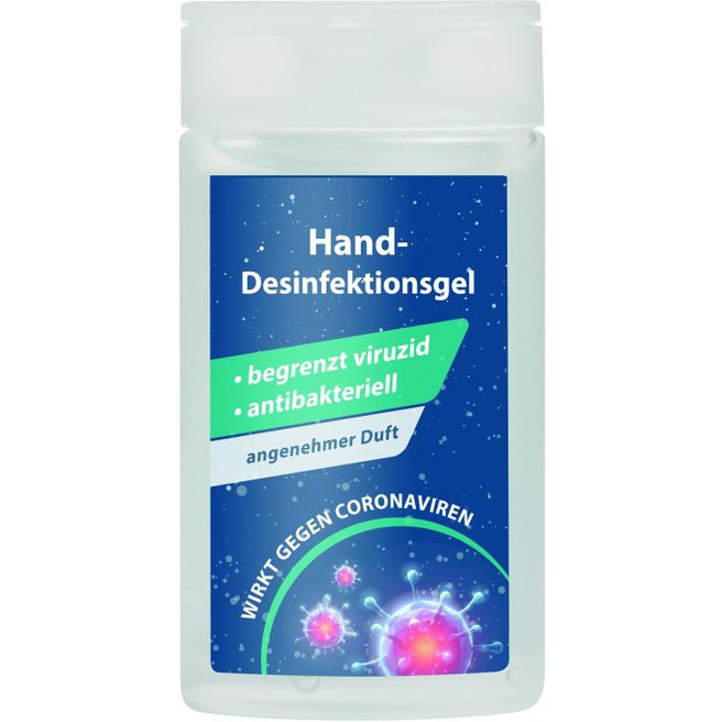 50 ml Flasche mit Hand-Desinfektionsgel, inkl. 4c-Etikett