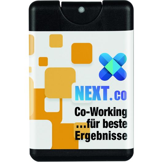 ein handygehäuse mit einem logo darauf 16 ml Spray Card mit Sonnenschutzspray LSF 50 inkl. 4c Etikett (Bild 1)