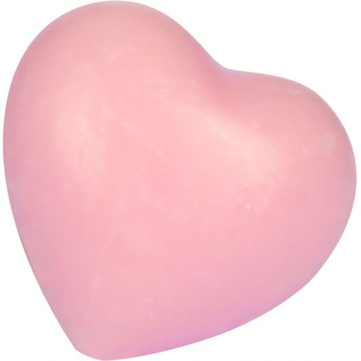 eine rosa herzförmige seife, die auf einer weißen oberfläche sitzt Herzseife 'Pfingstrose' inkl. 4c Kartonage (Bild 1)