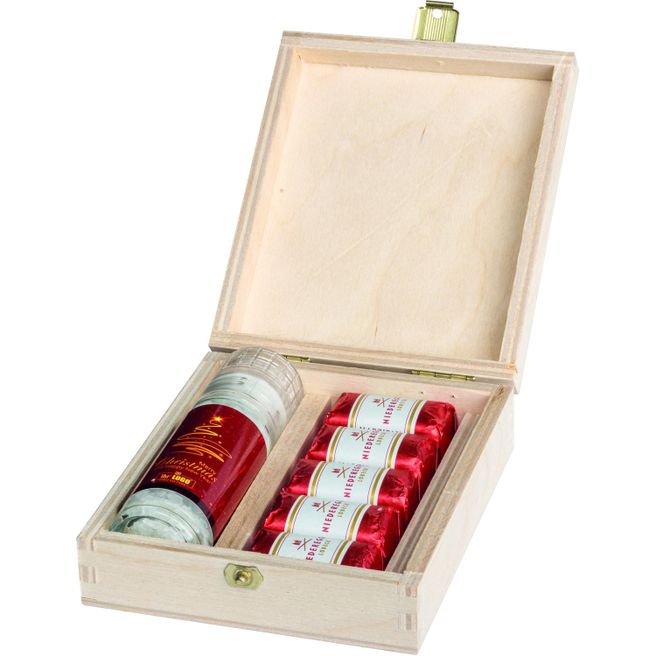Holzbox mit süßen "Mini" Mühlen & Niederegger Klassiker/Happen