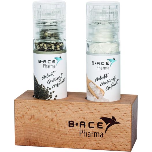 Holz-Aufsteller mit süßen "Mini" Mühlen im Pappschuber (Bild 1)