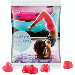 Maxitüte, Folie weiß, Trolli Fruchtgummi Herz rot