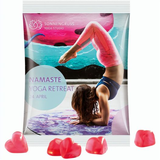 Produktabbildung Maxitüte, Folie weiß, Trolli Fruchtgummi Herz rot Maxitüte, Folie weiß, Trolli Fruchtgummi Herz rot (Bild 1)