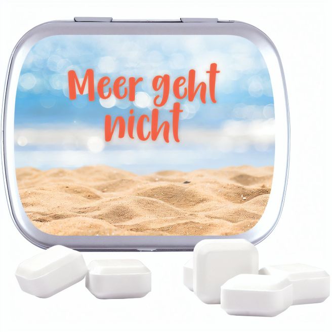 Klappdose, silber-blank, Traubenzuckerquadrate