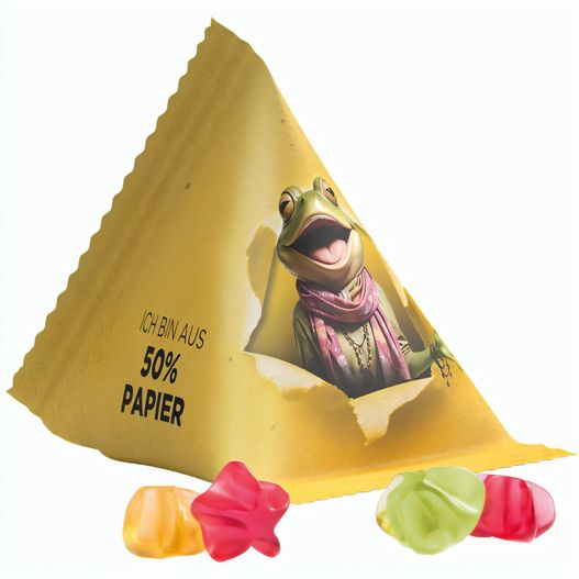 Fruchtgummi Tetraeder, Folie mit ca. 50% Papieranteil, weiß, Trolli Fruchtgummi Sterne (Bild 1)