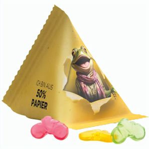 Fruchtgummi Tetraeder, Folie mit ca. 50% Papieranteil, weiß, Trolli Fruchtgummi Fahrrad
