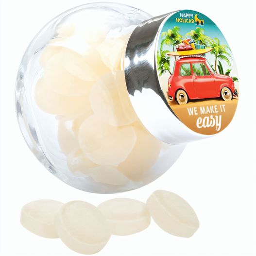 Produktabbildung Bonbonglas Mini, Papier-Etikett, Mini Bonbons Japanische Minze Bonbonglas Mini, Papier-Etikett, Mini Bonbons Japanische Minze (Bild 1)