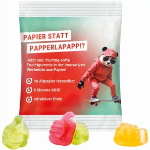 Minitüte, 10 g, recyclingfähiges Papier weiß, Trolli Fruchtgummi Daumen