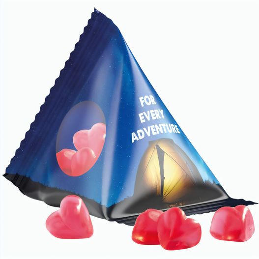 Fruchtgummi Tetraeder, Folie transparent, Trolli Fruchtgummi Herz rot (Bild 1)