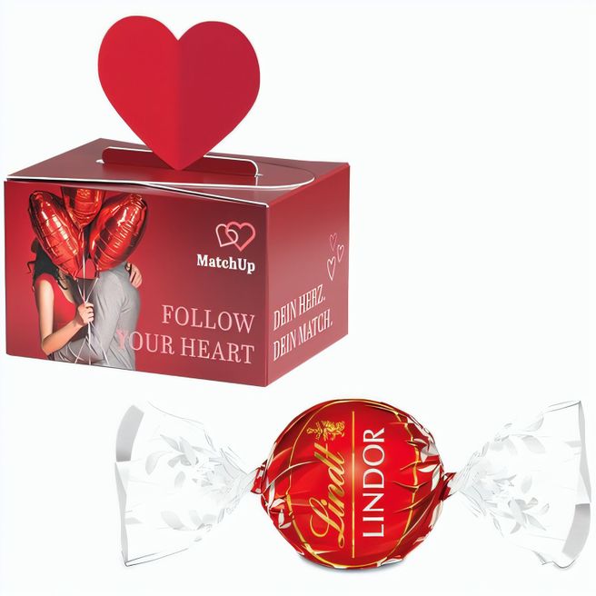 Geschenkbox Mini Herz, Lindt LINDOR Milchkugeln