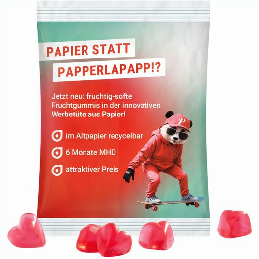 Maxitüte, recyclingfähiges Papier weiß, Trolli Herz rot (Bild 1)