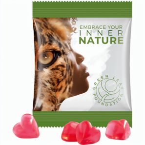 Minitüte,15 g, Folie weiß, Trolli Fruchtgummi Herz rot