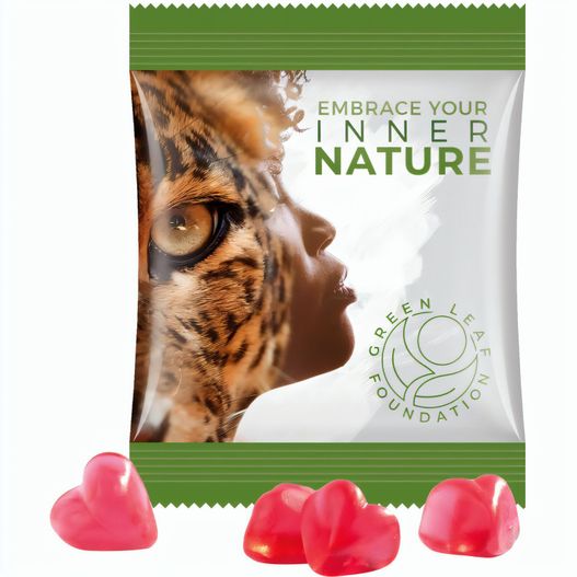 Minitüte,15 g, Folie weiß, Trolli Fruchtgummi Herz rot (Bild 1)