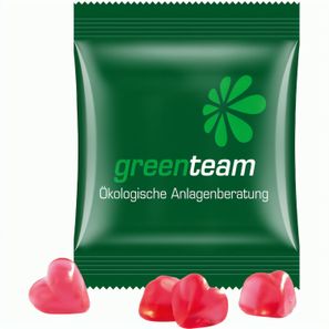 Minitüte,10 g, kompostierbare Folie weiß, Trolli Fruchtgummi Herz rot