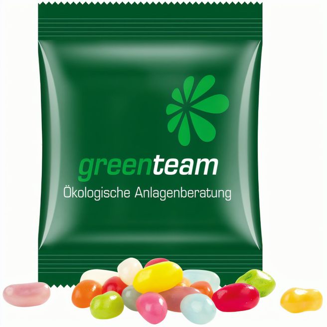 Produktabbildung Minitüte, 10 g, kompostierbare Folie weiß, Jelly Beans Minitüte, 10 g, kompostierbare Folie weiß, Jelly Beans