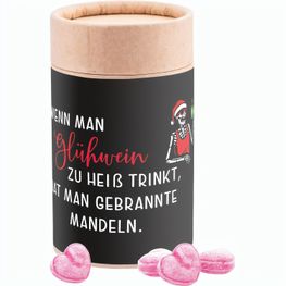 Produktabbildung Papierdose Eco Midi mit kandierten Glühweinherzen-Bonbons Papierdose Eco Midi mit kandierten Glühweinherzen-Bonbons