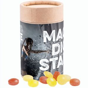 Papierdose Eco Midi mit Mini Bonbons Fruchtmix
