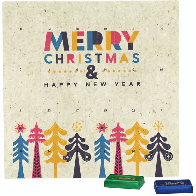 Täfelchen Adventskalender Graspapier, Lindt Schokotäfelchen