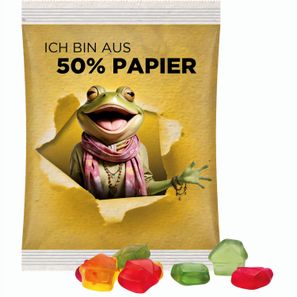 Maxitüte, Folie mit ca. 50% Papieranteil, weiß, Trolli Fruchtgummi Haus