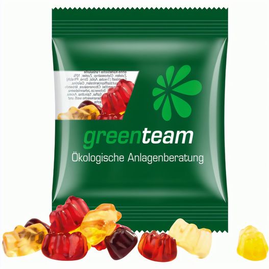 Produktabbildung Minitüte,15 g, kompostierbare Folie transparent, Trolli Fruchtgummibären, 30% Fruchtsaftqualität Exquisit Minitüte,15 g, kompostierbare Folie transparent, Trolli Fruchtgummibären, 30% Fruchtsaftqualität Exquisit (Bild 1)