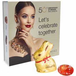 Produktabbildung Lindt Präsent im Werbeschuber, Kleine Kostbarkeiten Goldhase Lindt Präsent im Werbeschuber, Kleine Kostbarkeiten Goldhase
