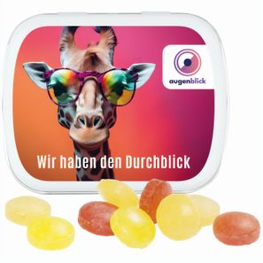 Klappdose, weiß, Mini Bonbons Fruchtmix