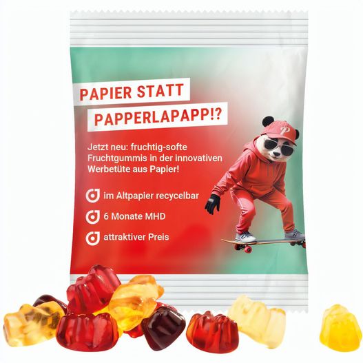 Minitüte, 10 g, recyclingfähiges Papier weiß, Trolli Fruchtgummibären, 30% Fruchtsaftqualität (Bild 1)