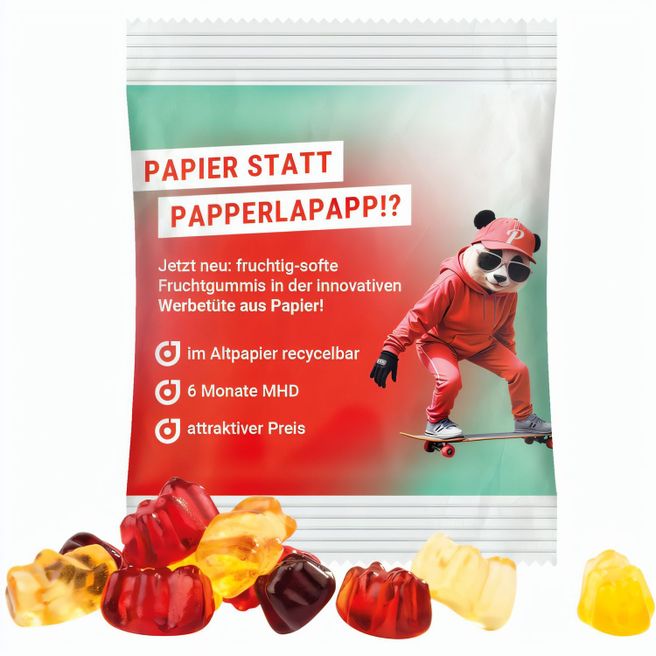 Produktabbildung Minitüte, 10 g, recyclingfähiges Papier weiß, Trolli Fruchtgummibären, 30% Fruchtsaftqualität Minitüte, 10 g, recyclingfähiges Papier weiß, Trolli Fruchtgummibären, 30% Fruchtsaftqualität