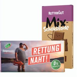 Rettergut Schokolade im Werbeschuber