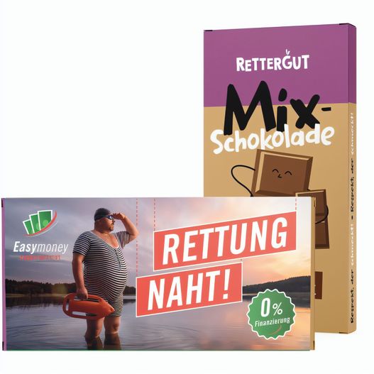 Produktabbildung Rettergut Schokolade im Werbeschuber Rettergut Schokolade im Werbeschuber (Bild 1)