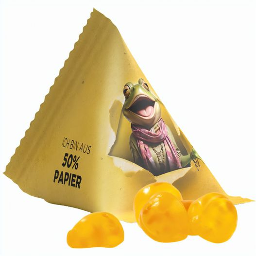 Fruchtgummi Tetraeder, Folie mit ca. 50% Papieranteil, weiß, Trolli Vitamin Fruchtgummi (Bild 1)