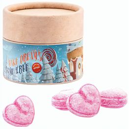 Papierdose Eco Mini, Glühweinherzen-Bonbons