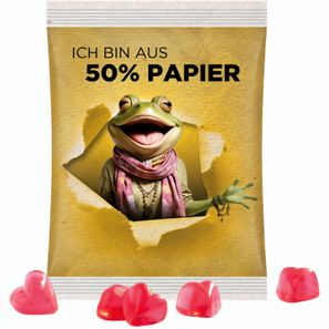 Maxitüte, Folie mit ca. 50% Papieranteil, weiß, Trolli Fruchtgummi Herz, rot