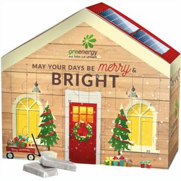 Adventskalender Haus, Alpenmilch-Schokotäfelchen in Pergaminpapier